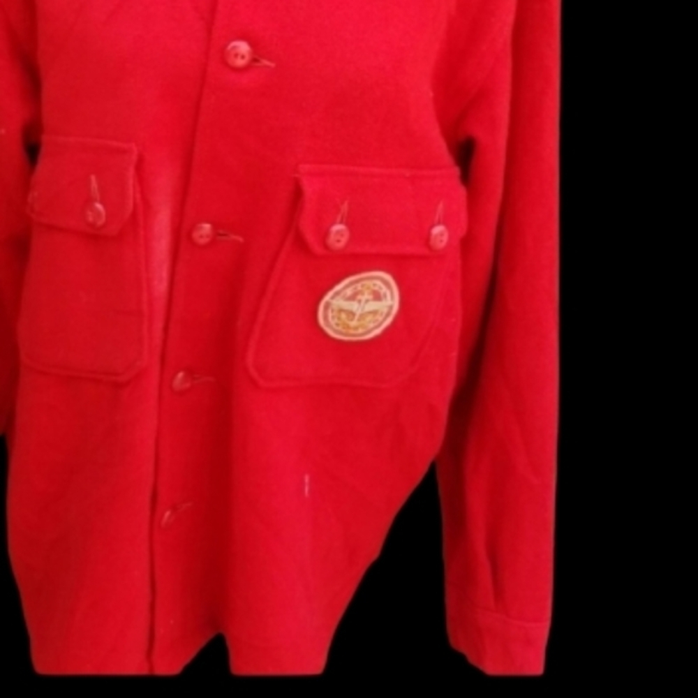 Vintage Red Wool Shirt Jacket XL XXL Chore Coat Workwear Overshirt - Picture 12 of 12